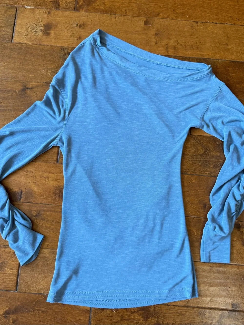 Free People Care All Day Tunic Size Large Blue Off Shoulder Slouchy Oversized